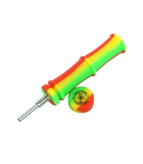 QNUBU - NECTAR COLLECTOR "BAMBOO" IN SILICONE CON PUNTA IN TITANIO | COLLECTOR WITH TITANIUM TIP 14,6 CM