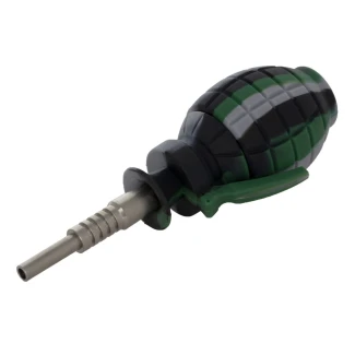 QNUBU - NECTAR COLLECTOR KIT "GRENADE" IN SILICONE CON PUNTA IN TITANIO | COLLECTOR WITH TITANIUM TIP 16 CM